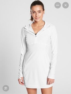 Athleta Pacifica II Coverup 1/4 Zip Hoodie Athletic Dress UPF 50+ Size XL